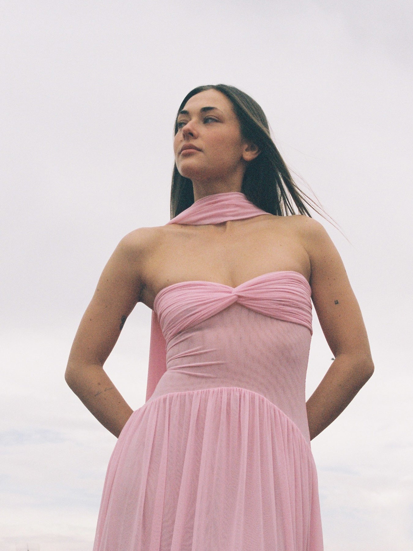 Maxi-jurk met geplooide tubetop