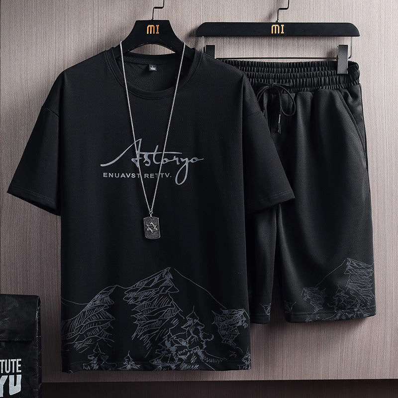 Men's Printed T-Shirt and Shorts Set