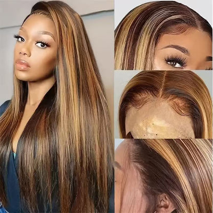 Long Straight Heat Resistant Synthetic Fiber Front Lace 13x4 Wig