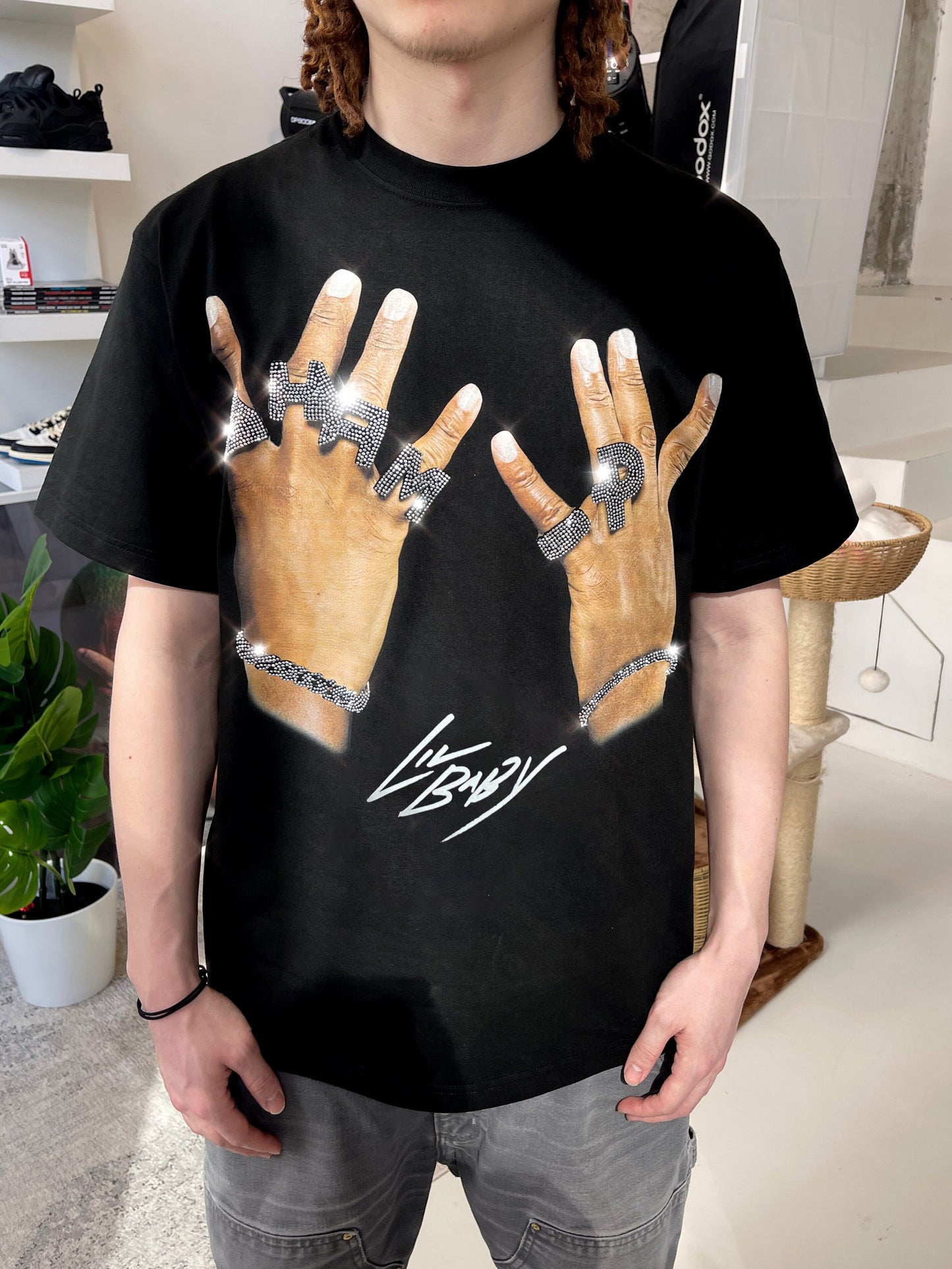 Lil Baby Vintage T-shirt met strasssteentjes