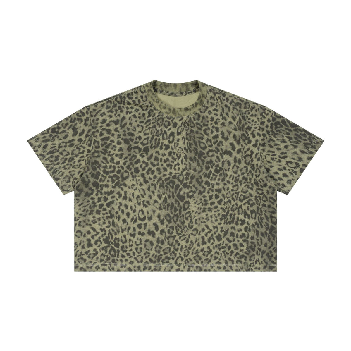 Men's Leopard Print Cotton Blend Loose Short Sleeve T-Shirt