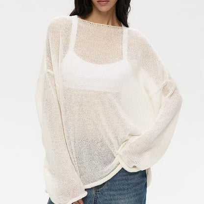 Womens Hollow Knit Pullover Sweater