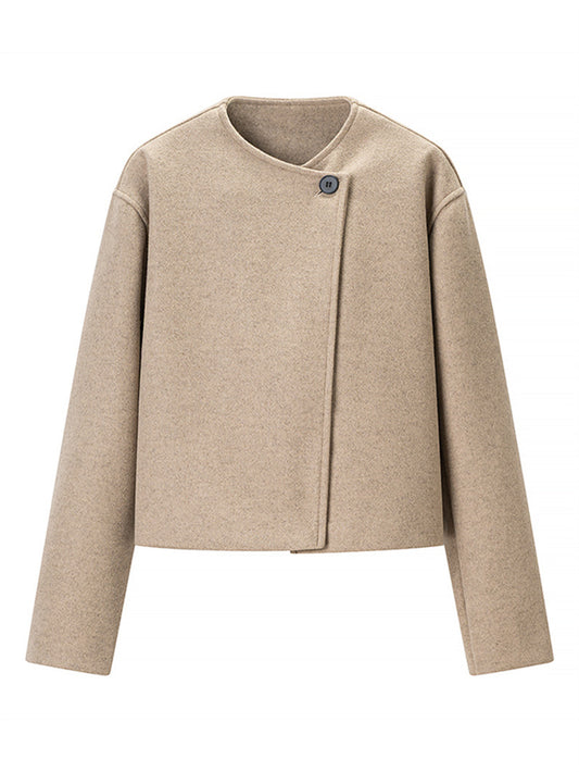 Women's Minimalist Single-Button Wool Coat