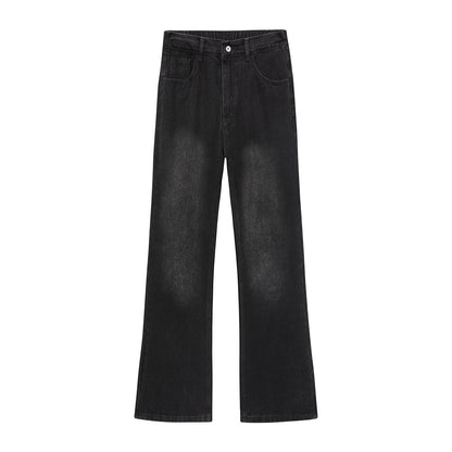 Black and gray stretchy flared jeans for men