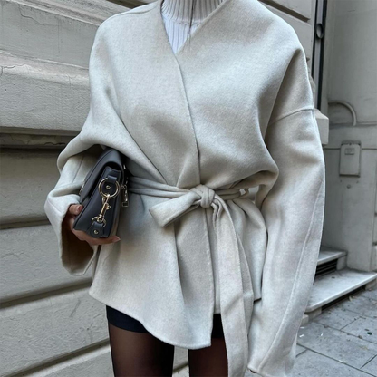 Womens Elegant Belted Trench Coat