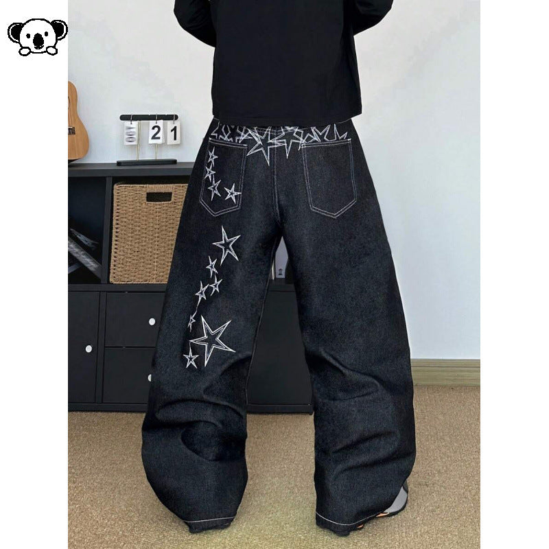 Washed Straight-Length Denim Pants