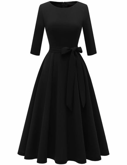 Retro Elegant Women's Evening Dress with Oversized Hem