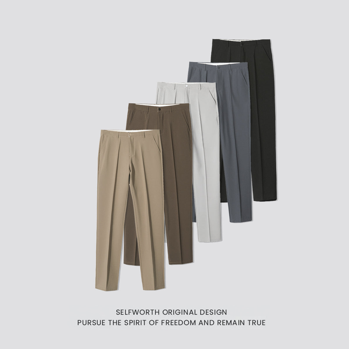 Men's Casual Slim-Fit Cropped Suit Pants with a Straight Cut and Drape Effect