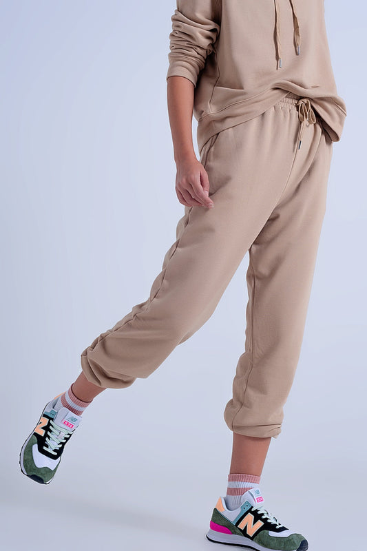 Joggingbroek met verstelbare tailleband in beige
