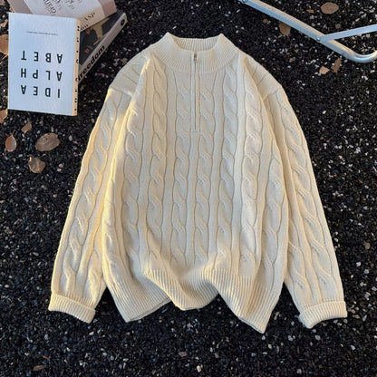 Half Zip Cable Knit Sweater
