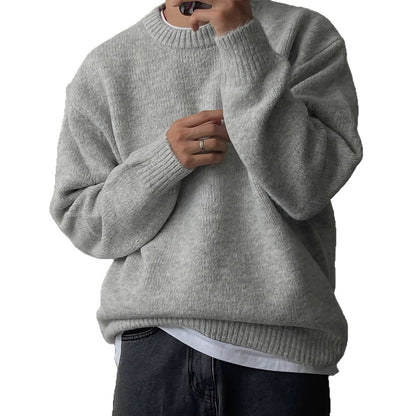 Mens Solid Color Knit Sweater