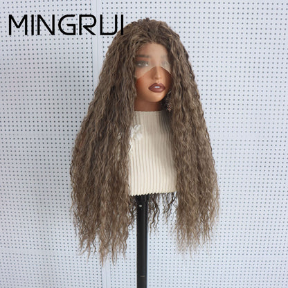 Brown Lace Front Synthetic Wig 26inch No Glue
