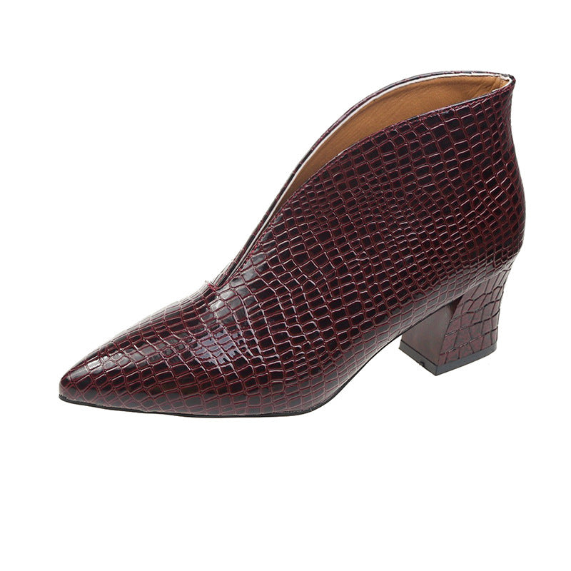 Women's Pointed Toe Patent Leather Short Boots