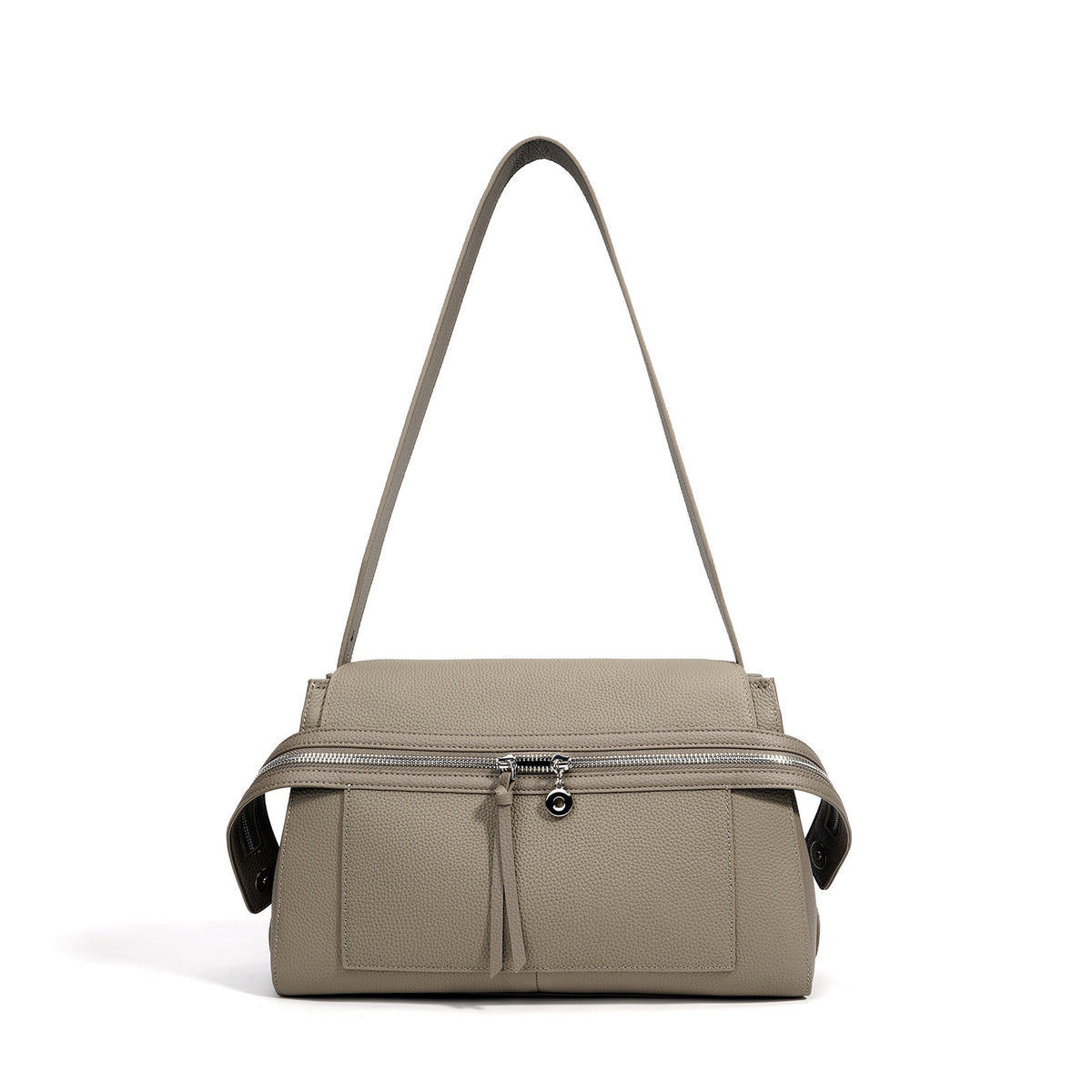 Elegant genuine leather shoulder bag in Kelly style