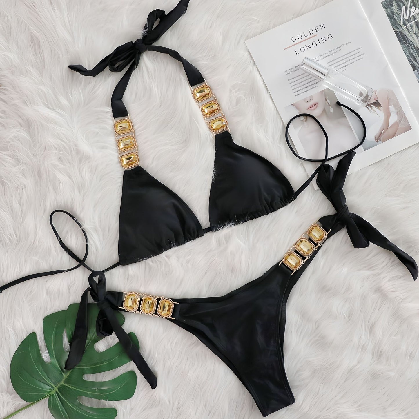Crystal Diamond Bikini Two Piece Swimsuit