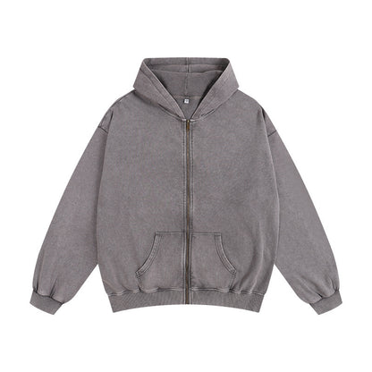 Distressed Cotton Hooded Sweatshirt