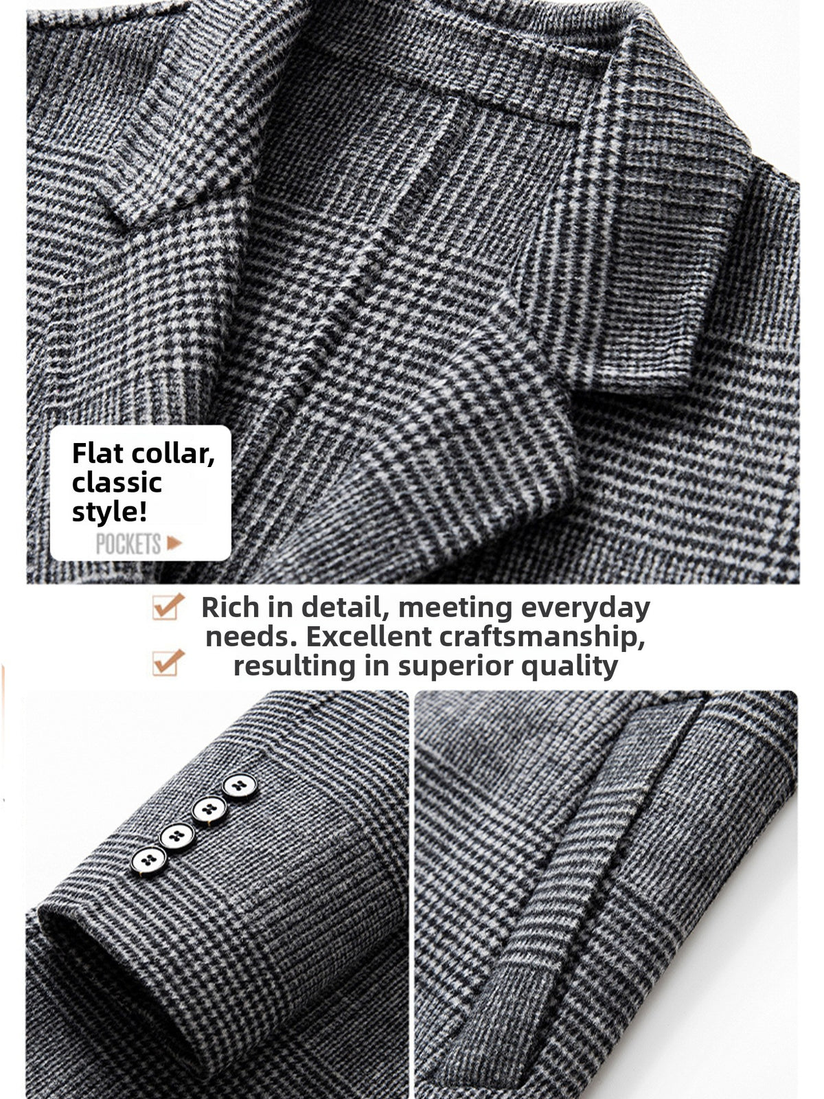 Mens Double-Sided Woolen Trench Coat