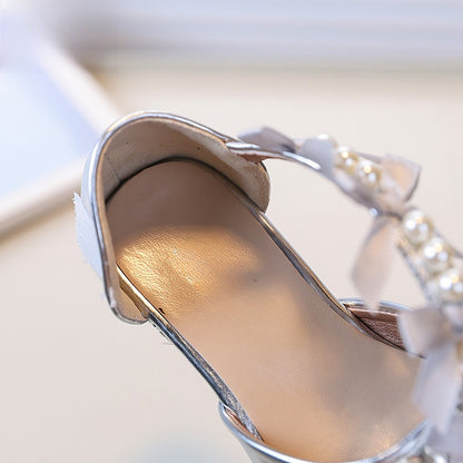 Girls Rhinestone High-Heel Princess Sandals