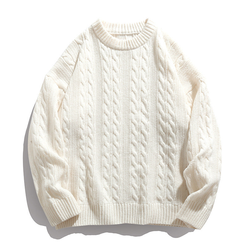 Texture knitted crew-neck sweater