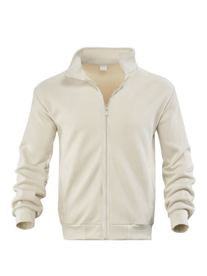 Mens Corduroy High Neck Zip Up Sweater