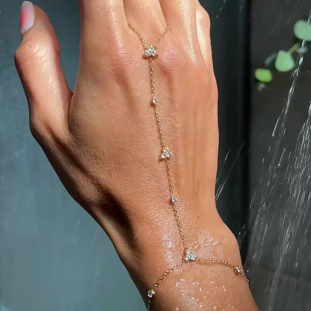 Zirconia Inlaid Rhinestone Adjustable Bracelet