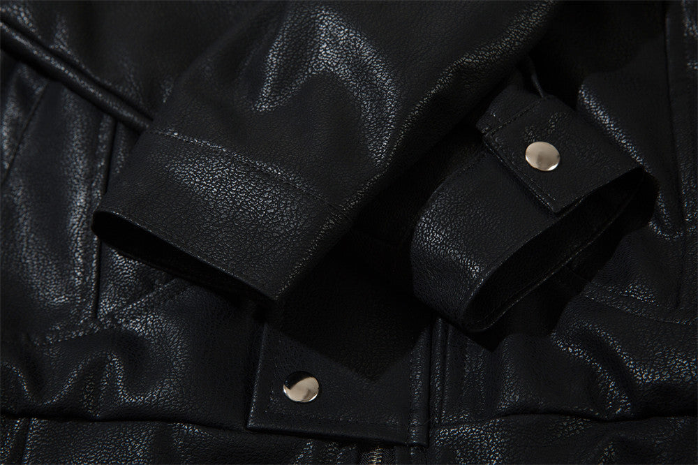 Heren casual Amerikaanse stijl losse PU-leren jacket