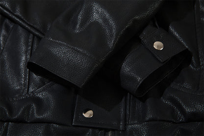 Heren casual Amerikaanse stijl losse PU-leren jacket