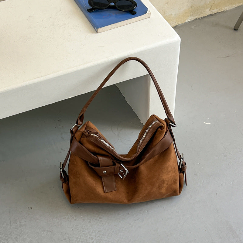 Vintage Suede Shoulder Bag for Women