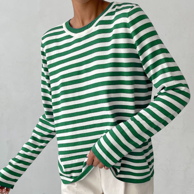 Striped Knitted Sweater Women Pullover Casual Long Sleeve