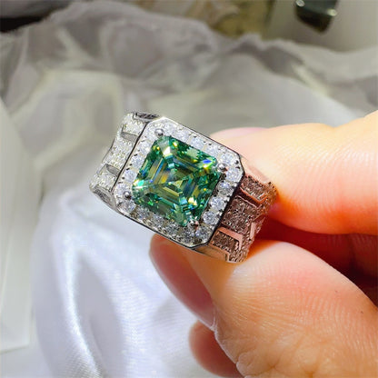 Moissanite zilveren herenring