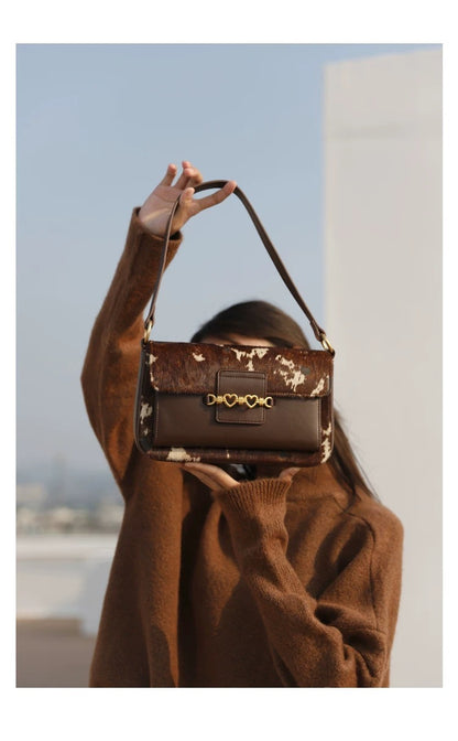 Vintage Baguette Trendy Schoudertas Van Echt Paardenhaar