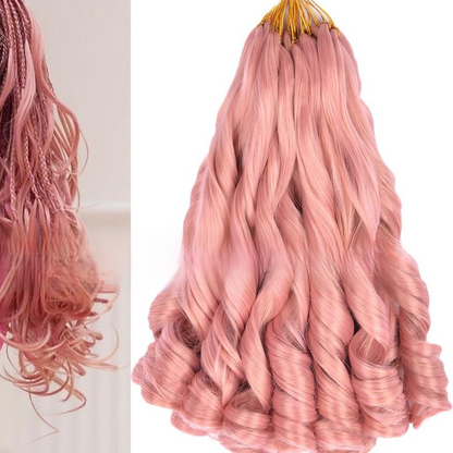Synthetic fiber wig with long wavy hair