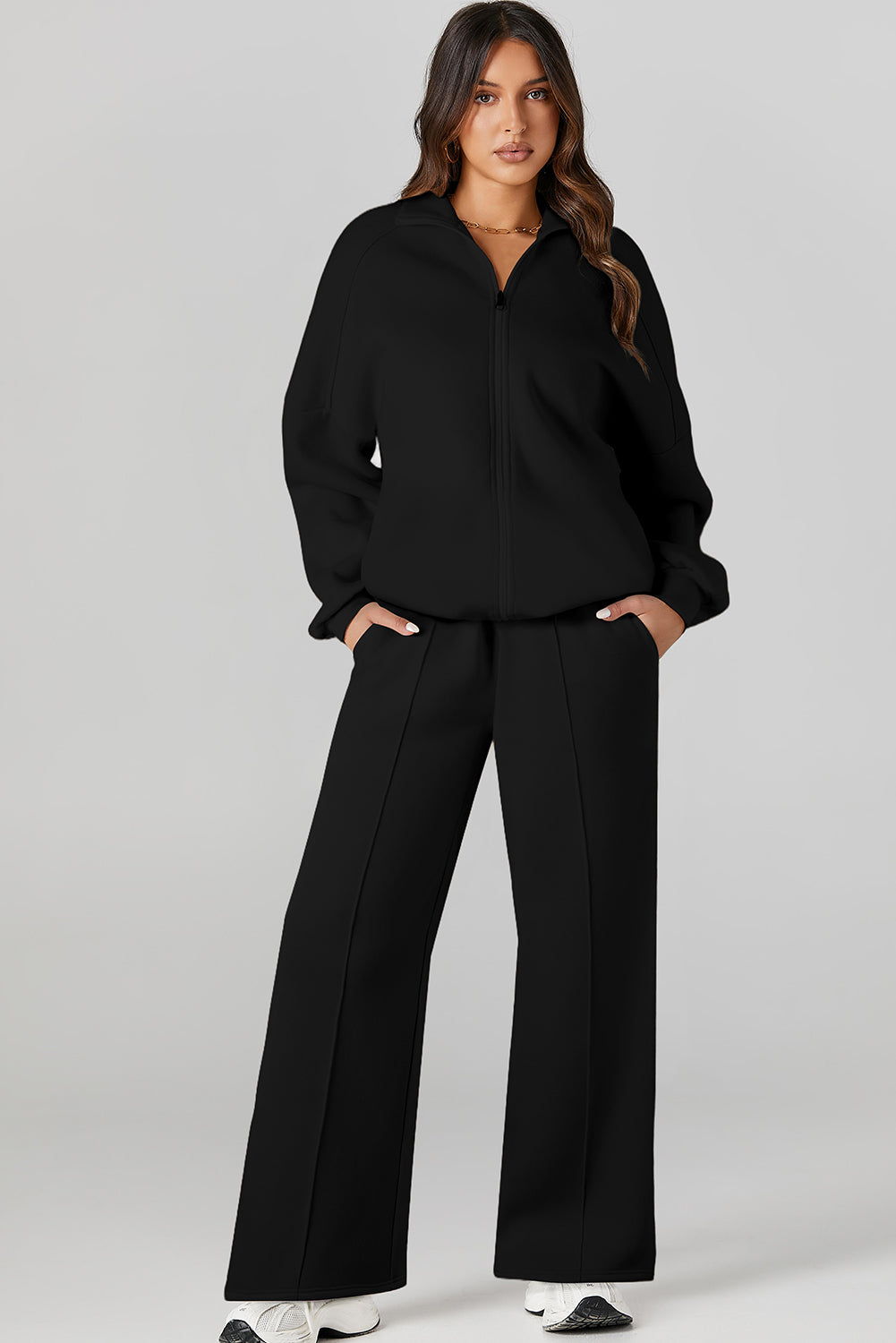 Sweatshirt met halve rits en bijpassende broek