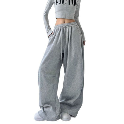 Women's Straight Loose Fleece-Lined Drawstring Casual Pants
