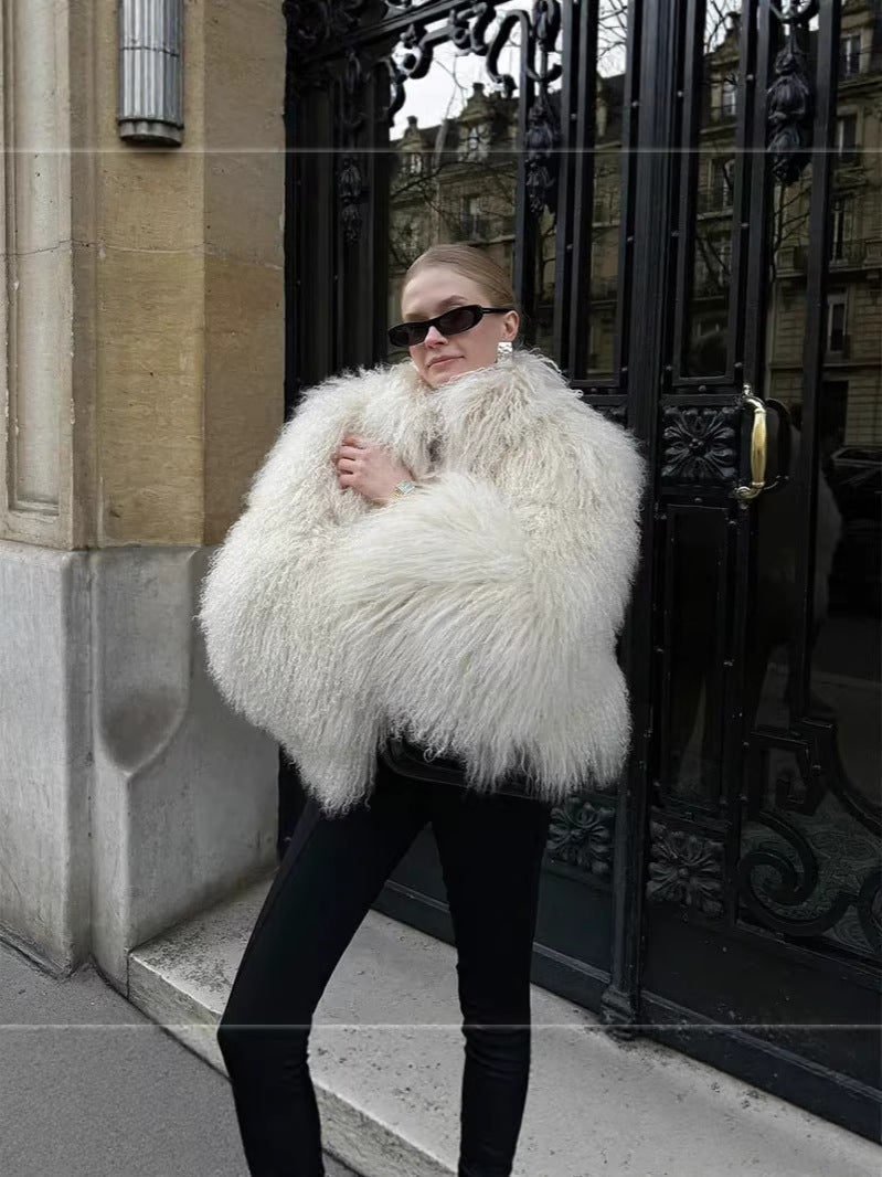 Women's short teddy fur coat