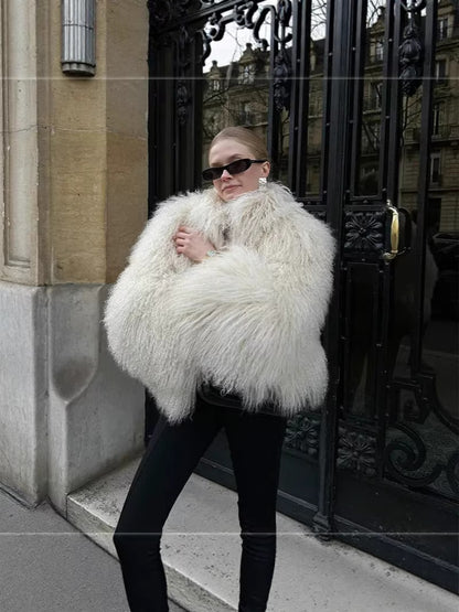 Women's short teddy fur coat