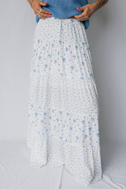 Maxi-rok met hoge taille en kleine bloemenprint in boho-stijl