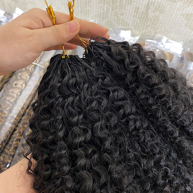 Real Human Hair Crochet Wigs Burmese Curly Crochet Human Hair Extensions