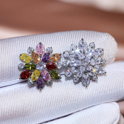 Double Layer Sunflower Zircon Women Earrings