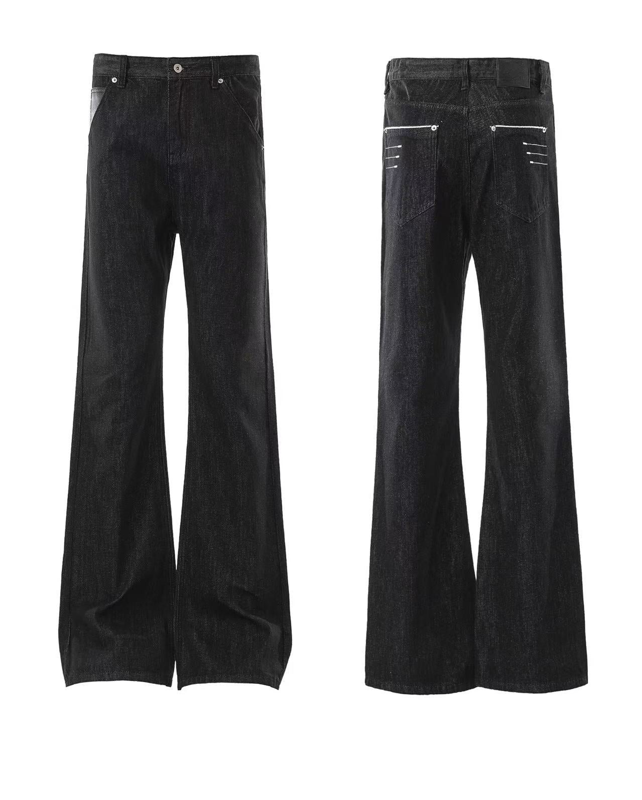 Raw Denim Flared Jeans with Embroidery