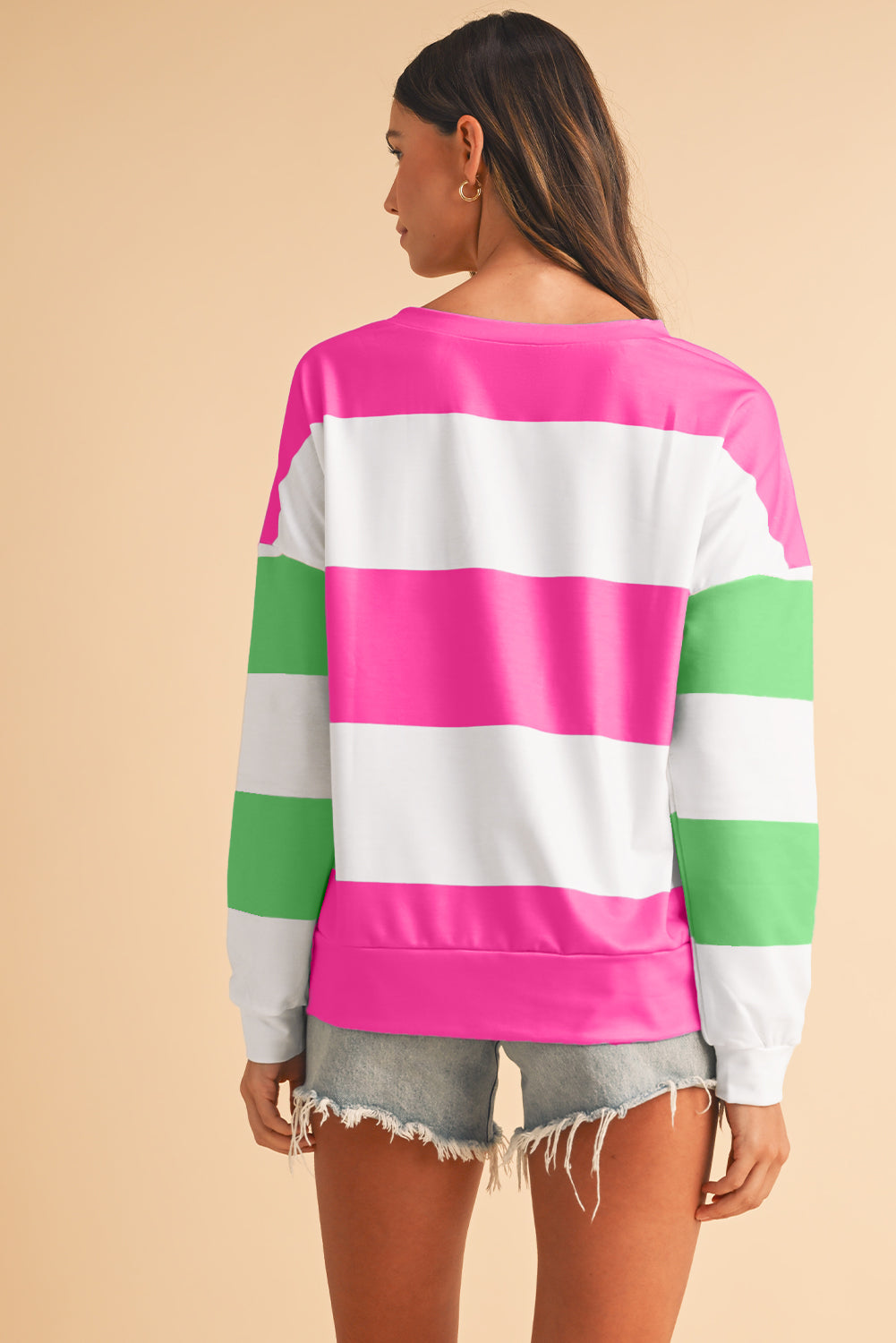 Sweatshirt met kleurblokken verlaagde schouders en lange mouwen