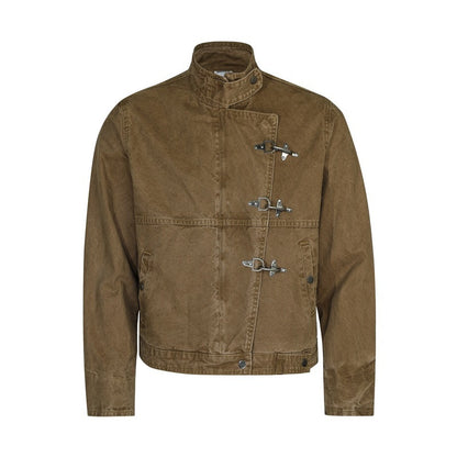 Retro Airplane Buckle Denim Jacket