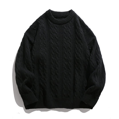 Texture knitted crew-neck sweater