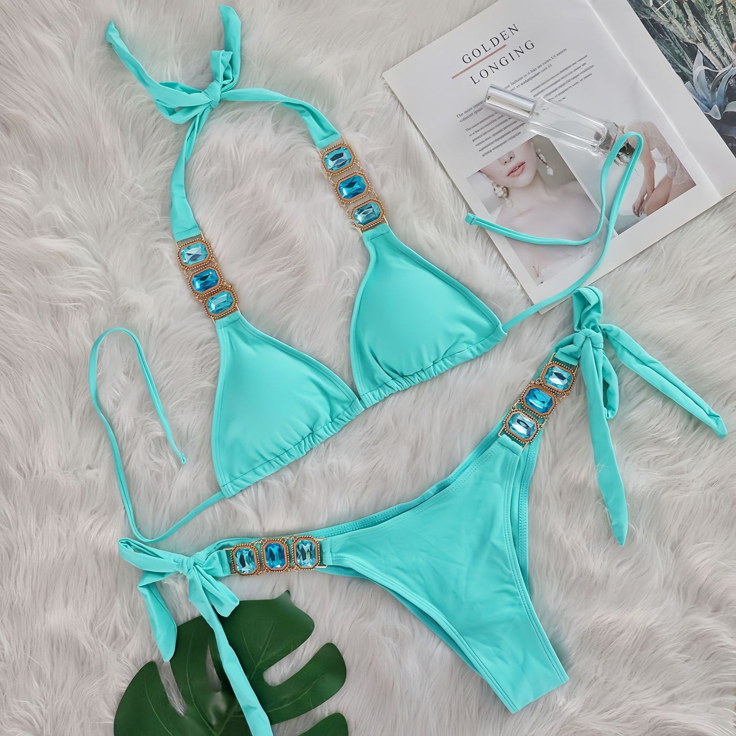 Crystal Diamond Bikini Two Piece Swimsuit