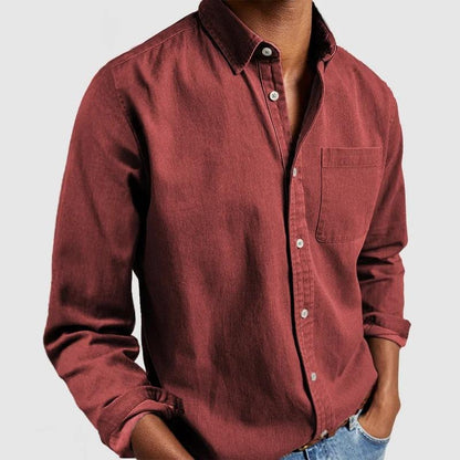 Men's Solid Color Long Sleeve Lapel Casual Shirt