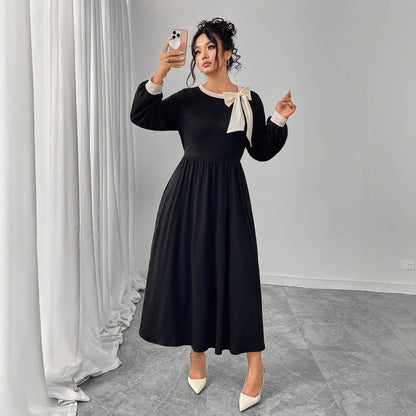 Womens Retro Bow Detail Spandex Dress