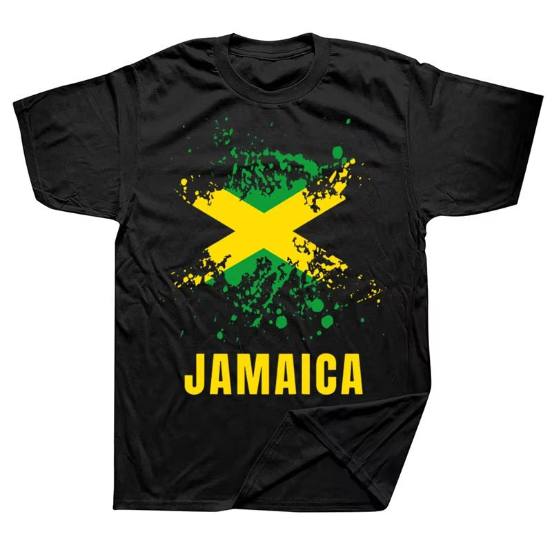 Geprinte zwarte Jamaicaanse unisex T-shirt