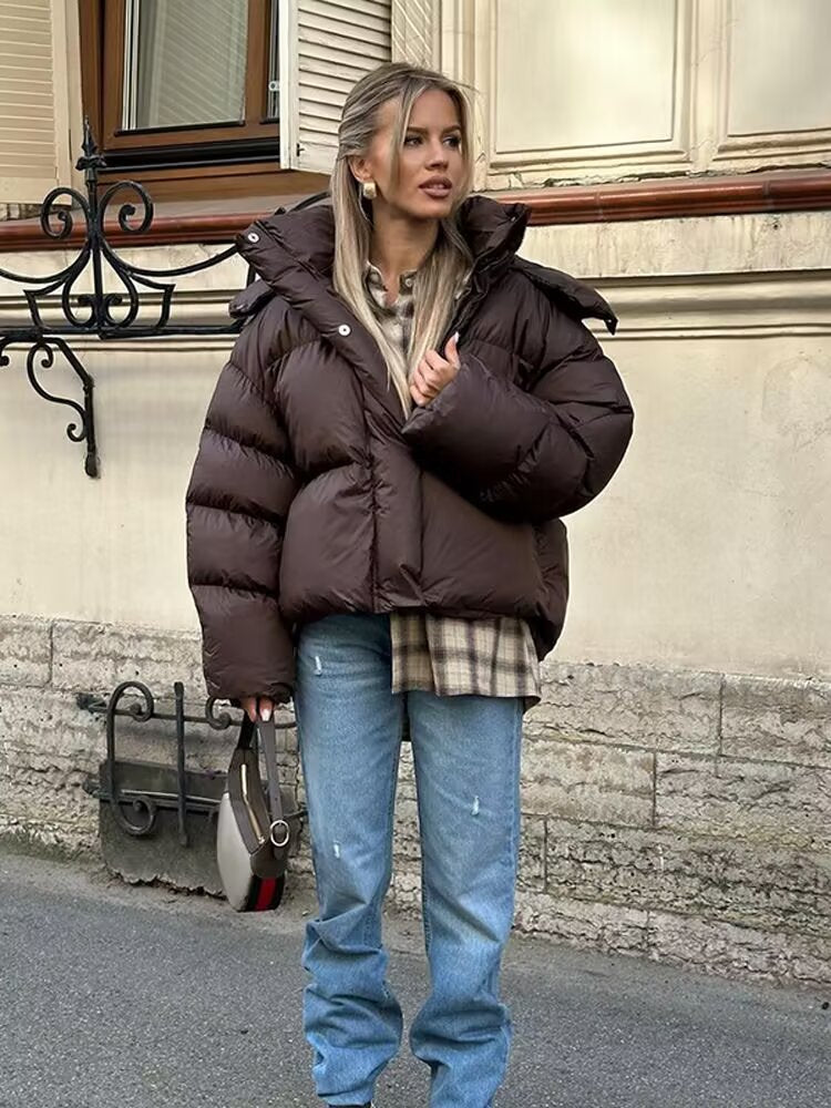 Womens Casual Hooded Cotton Jacket