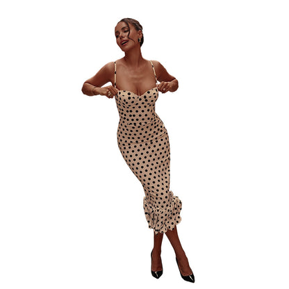 Womens Sling Dress with Pleated Design