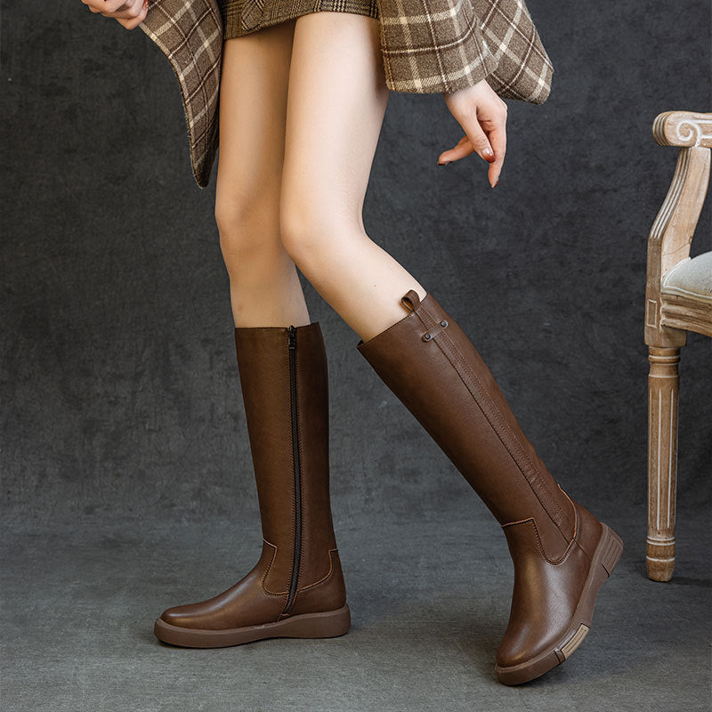 Women's Genuine Leather High-Tube Knight Boots